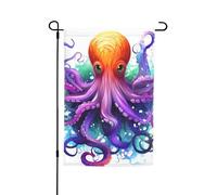 Drapeau de jardin 30,5 x 45,7 cm double face, drapeau de ferme de vacances de cour, drapeau coloré en forme de pieuvre, bannière extérieure saisonnière pour printemps, été, pelouse, porche, décoration