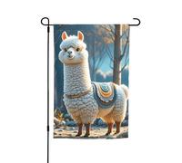 Drapeau de jardin 30,5 x 45,7 cm double face, drapeau de ferme de vacances de cour, drapeau de dessin animé alpaga animal mignon, bannière saisonnière d'extérieur pour printemps, été, pelouse, porche