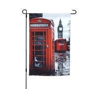 Drapeau de jardin 30,5 x 45,7 cm double face, drapeau de ferme de vacances de cour, drapeau de l'Angleterre rétro Londres téléphone saisonnier bannière extérieure pour printemps, été, pelouse, porche