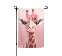 Drapeau de jardin 30,5 x 45,7 cm double face, drapeau de ferme de vacances de cour, girafe rose, bannière saisonnière d'extérieur pour printemps, été, pelouse, porche, décoration d'intérieur, petit