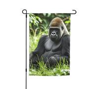 Drapeau de jardin 30,5 x 45,7 cm double face, drapeau de ferme de vacances de cour gorille dans l'herbe, bannière extérieure saisonnière pour printemps, été, pelouse, porche, décoration d'intérieur
