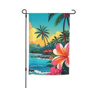 Drapeau de jardin 30,5 x 45,7 cm double face, drapeau de ferme de vacances de cour Hello Hawaï, bannière extérieure saisonnière pour printemps, été, pelouse, porche, décoration d'intérieur, petit
