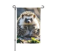 Drapeau de jardin 30,5 x 45,7 cm double face, drapeau de ferme de vacances de cour, hérisson assis sur le dessus, bannière extérieure saisonnière pour printemps, été, pelouse, porche, décoration