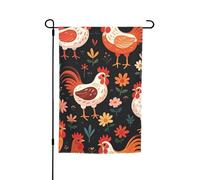 Drapeau de jardin 30,5 x 45,7 cm double face, drapeau de ferme de vacances de cour, joli coq poulets, bannière saisonnière d'extérieur pour printemps, été, pelouse, porche, décoration d'intérieur