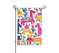 Drapeau de jardin 30,5 x 45,7 cm double face, drapeau de ferme de vacances de cour mexicain, animaux Otomi, bannière saisonnière d'extérieur pour printemps, été, pelouse, porche, décoration