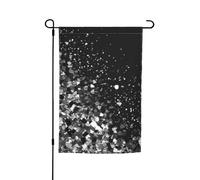 Drapeau de jardin 30,5 x 45,7 cm double face, drapeau de ferme de vacances de cour noir et blanc à paillettes pour printemps, été, pelouse, porche, décoration d'intérieur, petit drapeau de jardin