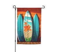 Drapeau de jardin 30,5 x 45,7 cm double face, drapeau de ferme de vacances de cour, planche de surf sur bannière extérieure saisonnière en bois pour printemps, été, pelouse, porche, décoration