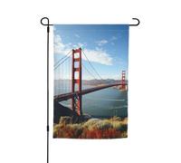 Drapeau de jardin 30,5 x 45,7 cm double face, drapeau de ferme de vacances de cour San Francisco Golden Gate Bridge saisonnier pour printemps, été, pelouse, porche, décoration d'intérieur, petit