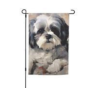 Drapeau de jardin 30,5 x 45,7 cm double face, drapeau de ferme de vacances de cour Shih Tzu, bannière saisonnière d'extérieur pour printemps, été, pelouse, porche, décoration d'intérieur, petit