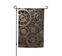 Drapeau de jardin 30,5 x 45,7 cm double face, drapeau de ferme de vacances de cour Steampunk Engrenages mécaniques saisonniers Bannière d'extérieur pour printemps, été, pelouse, porche, décoration