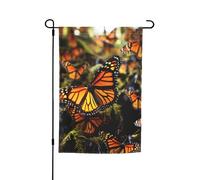 Drapeau de jardin 30,5 x 45,7 cm double face, drapeau de ferme de vacances de cour, tas de papillons monarques oranges, bannière extérieure saisonnière pour printemps, été, pelouse, porche, décoration