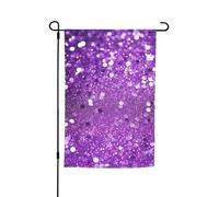 Drapeau de jardin 30,5 x 45,7 cm double face, drapeau de ferme de vacances de cour violet étincelant à paillettes saisonnières pour printemps, été, pelouse, porche, décoration d'intérieur, petit