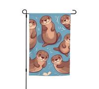 Drapeau de jardin 30,5 x 45,7 cm double face, drapeau de ferme de vacances, drapeau animal mignon loutre marron saisonnier bannière extérieure pour printemps, été, pelouse, porche, décoration