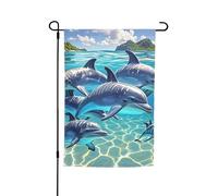Drapeau de jardin 30,5 x 45,7 cm double face, drapeau de ferme de vacances, drapeau de cour dauphins, bannière saisonnière d'extérieur pour printemps, été, pelouse, porche, décoration d'intérieur