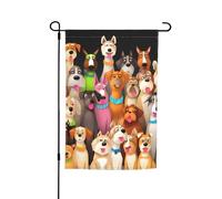 Drapeau de jardin 30,5 x 45,7 cm double face, drapeau de ferme de vacances, drapeau de cour de nombreux chiens mignons, bannière saisonnière d'extérieur pour printemps, été, pelouse, porche