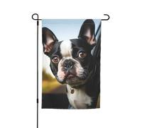 Drapeau de jardin 30,5 x 45,7 cm double face, drapeau de ferme de vacances pour chiot terrier de Boston Terrier saisonnier pour printemps, été, pelouse, porche, décoration d'intérieur, petit drapeau