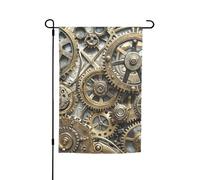 Drapeau de jardin 30,5 x 45,7 cm double face, drapeau de ferme, engrenages steampunk, bannière d'extérieur saisonnière pour printemps, été, pelouse, porche, décoration d'intérieur, petit drapeau de
