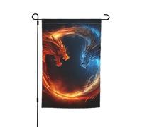 Drapeau de jardin 30,5 x 45,7 cm double face, drapeau de ferme, feu et dragons de glace, bannière saisonnière d'extérieur pour printemps, été, pelouse, porche, décoration d'intérieur, petit drapeau de