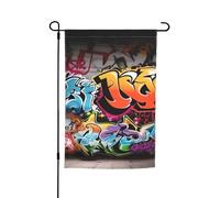 Drapeau de jardin 30,5 x 45,7 cm double face, drapeau de ferme, graffiti, hip-hop, bannière extérieure saisonnière pour printemps, été, pelouse, porche, décoration d'intérieur, petit drapeau de jardin