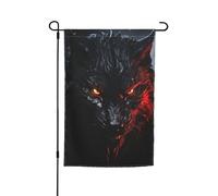 Drapeau de jardin 30,5 x 45,7 cm double face, drapeau de ferme, grand loup noir avec yeux rouges, bannière saisonnière d'extérieur pour printemps, été, pelouse, porche, décoration d'intérieur, petit