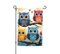 Drapeau de jardin 30,5 x 45,7 cm double face, drapeau de ferme, hiboux sur branches d'arbre, bannière extérieure saisonnière pour printemps, été, pelouse, porche, décoration d'intérieur, petit drapeau