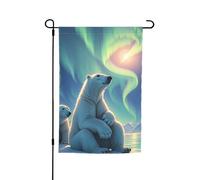Drapeau de jardin 30,5 x 45,7 cm double face, drapeau de ferme, ours polaires et aurores boréales, bannière extérieure saisonnière pour printemps, été, pelouse, porche, décoration d'intérieur, petit