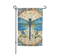 Drapeau de jardin 30,5 x 45,7 cm double face, drapeau de ferme peint à la main, libellule bleue, bannière extérieure saisonnière pour printemps, été, pelouse, porche, décoration d'intérieur, petit