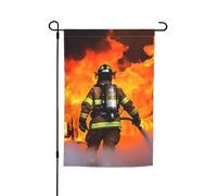 Drapeau de jardin 30,5 x 45,7 cm double face, drapeau de ferme, pompier, flamme, bannière saisonnière d'extérieur pour printemps, été, pelouse, porche, décoration d'intérieur, petit drapeau de jardin