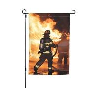Drapeau de jardin 30,5 x 45,7 cm double face, drapeau de ferme, pompier, flamme, bannière saisonnière d'extérieur pour printemps, été, pelouse, porche, décoration d'intérieur, petit drapeau de jardin