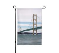 Drapeau de jardin 30,5 x 45,7 cm double face, drapeau de ferme, pont suspendu Mackinac, bannière extérieure saisonnière pour printemps, été, pelouse, porche, décoration d'intérieur, petit drapeau de
