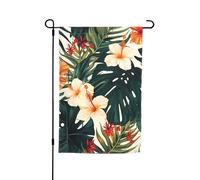 Drapeau de jardin 30,5 x 45,7 cm double face, drapeau de ferme tropical, été, fleurs hawaïennes, feuilles de palmier, bannière d'extérieur saisonnière pour printemps, été, pelouse, porche, décoration