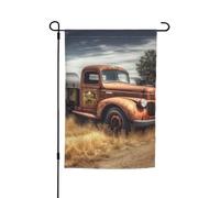 Drapeau de jardin 30,5 x 45,7 cm double face, drapeau de ferme, vieux camion, voiture, bannière saisonnière d'extérieur pour printemps, été, pelouse, porche, décoration d'intérieur, petit drapeau de