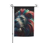 Drapeau de jardin 30,5 x 45,7 cm double face, drapeau de jardin abstrait 3D art lion saisonnier bannière extérieure pour printemps, été, pelouse, porche, décoration d'intérieur, petit drapeau de