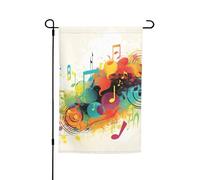 Drapeau de jardin 30,5 x 45,7 cm double face, drapeau de jardin abstrait sur le thème de la musique saisonnière pour printemps, été, pelouse, porche, décoration d'intérieur, petit drapeau de jardin