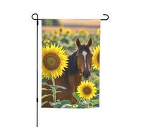 Drapeau de jardin 30,5 x 45,7 cm double face, drapeau de jardin de vacances de ferme, cheval et tournesol, bannière extérieure saisonnière pour printemps, été, pelouse, porche, décoration d'intérieur
