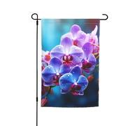Drapeau de jardin 30,5 x 45,7 cm double face, drapeau de jardin de vacances de ferme, fleurs d'orchidées colorées, bannière saisonnière d'extérieur pour printemps, été, pelouse, porche, décoration