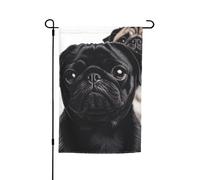 Drapeau de jardin 30,5 x 45,7 cm double face, drapeau de jardin de vacances de ferme, joli carlin noir, bannière saisonnière d'extérieur pour printemps, été, pelouse, porche, décoration d'intérieur