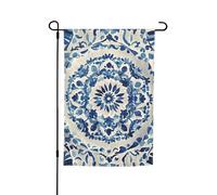 Drapeau de jardin 30,5 x 45,7 cm double face, drapeau de jardin de vacances de ferme, texture bleue et blanche, bannière extérieure saisonnière pour printemps, été, pelouse, porche, décoration
