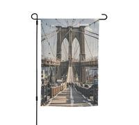 Drapeau de jardin 30,5 x 45,7 cm double face, drapeau de vacances de ferme, pont de Brooklyn, bannière extérieure saisonnière pour printemps, été, pelouse, porche, décoration d'intérieur, petit