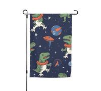 Drapeau de jardin 30,5 x 45,7 cm, double face pour le printemps et l'été, bannière amusante astronaute, dinosaure, fusée, petit drapeau saisonnier pour les vacances, décoration extérieure