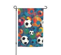 Drapeau de jardin 30,5 x 45,7 cm, double face pour le printemps et l'été, bannière colorée de football, petit drapeau saisonnier de vacances, décoration extérieure