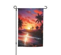 Drapeau de jardin 30,5 x 45,7 cm, double face pour le printemps et l'été, bannière colorée tropicale coucher de soleil, petit drapeau saisonnier pour les vacances, décoration extérieure