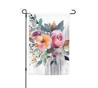 Drapeau de jardin 30,5 x 45,7 cm, double face pour le printemps et l'été, bannière de cour, aquarelle florale, bouquet de coin, petit drapeau saisonnier, décoration extérieure