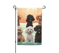 Drapeau de jardin 30,5 x 45,7 cm, double face pour le printemps et l'été, bannière de cour, caniches, chiens, petit drapeau saisonnier pour les vacances, décoration extérieure