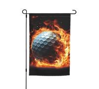 Drapeau de jardin 30,5 x 45,7 cm, double face pour le printemps et l'été, bannière de cour décorative en forme de balle de golf sur le feu, petit drapeau saisonnier pour les vacances, décoration