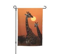 Drapeau de jardin 30,5 x 45,7 cm, double face pour le printemps et l'été, bannière de cour girafe au coucher du soleil, petit drapeau saisonnier pour les vacances, décoration extérieure