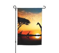 Drapeau de jardin 30,5 x 45,7 cm, double face pour le printemps et l'été, bannière de cour, girafe, coucher de soleil, petit drapeau saisonnier pour les vacances, décoration extérieure
