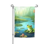 Drapeau de jardin 30,5 x 45,7 cm, double face pour le printemps et l'été, bannière de cour, grenouille dans un étang, petit drapeau saisonnier pour les vacances, décoration extérieure