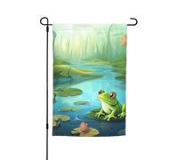 Drapeau de jardin 30,5 x 45,7 cm, double face pour le printemps et l'été, bannière de cour, grenouille dans un étang, petit drapeau saisonnier pour les vacances, décoration extérieure