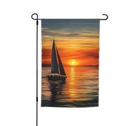 Drapeau de jardin 30,5 x 45,7 cm, double face pour le printemps et l'été, bannière de cour, lever du soleil, bateau à voile, petit drapeau saisonnier pour les vacances, décoration extérieure